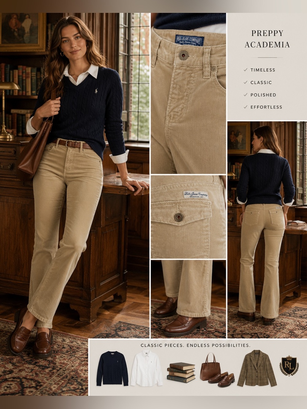 Vintage Polo Jeans Co. Ralph Lauren Beige Corduroy Pants 14 Short Bootcut